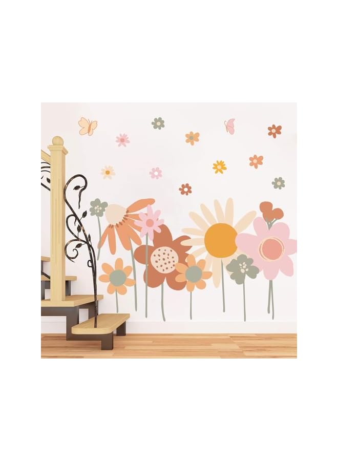 S-TOP Flower Wall Stickers - Aesthetically Pleasing Daisy Decals, PVC Waterproof Self - Adhesive Floral Retro Wall Art for Bedroom, Living Room, TV Wall, Office - Large Home Decoration - Image 3