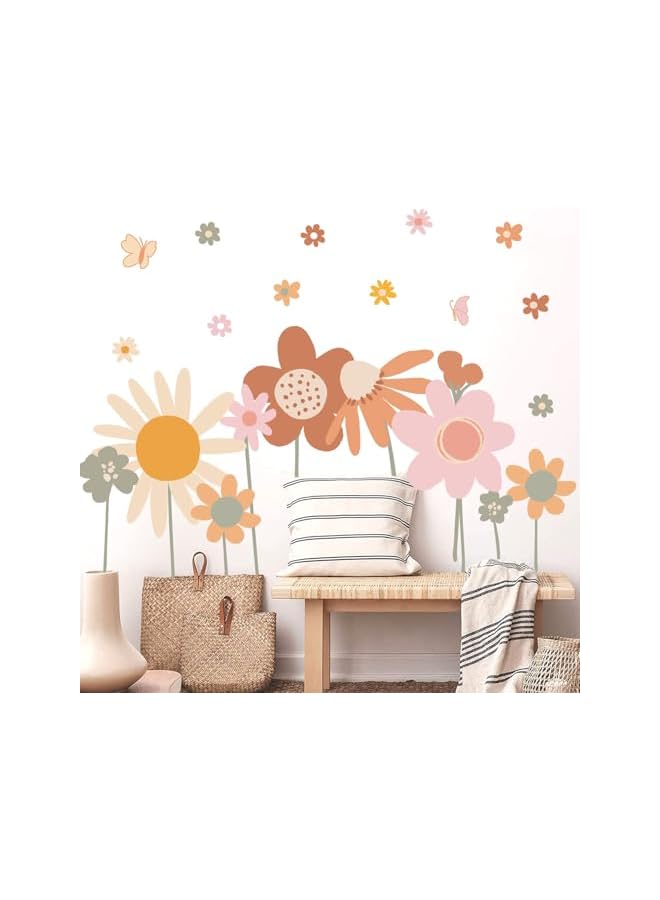 S-TOP Flower Wall Stickers - Aesthetically Pleasing Daisy Decals, PVC Waterproof Self - Adhesive Floral Retro Wall Art for Bedroom, Living Room, TV Wall, Office - Large Home Decoration - Image 4