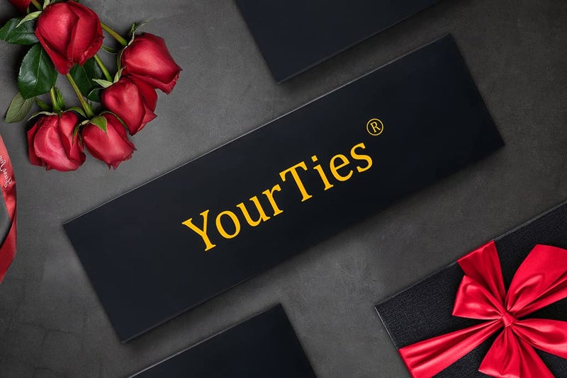 YourTies Mens Neckties Silk Classic Brown Striped Ties for Men with Tie Clip Formal Bussiness - Image 3