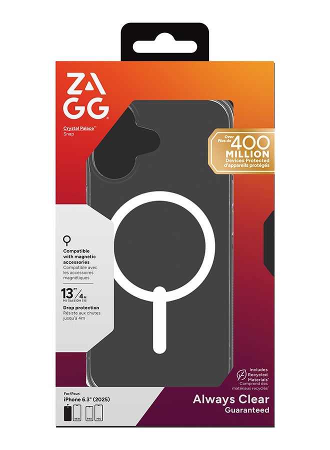 زاج حافظة آيفون 17 – كريستال بالاس سناب متوافقة مع ماغسيف، غطاء شفاف بقوة الجرافين، حماية من السقوط حتى 13 قدم ومقاومة للاصفرار – شفاف - Image 1