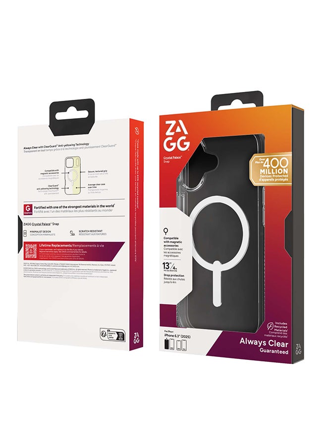زاج حافظة آيفون 17 – كريستال بالاس سناب متوافقة مع ماغسيف، غطاء شفاف بقوة الجرافين، حماية من السقوط حتى 13 قدم ومقاومة للاصفرار – شفاف - Image 2
