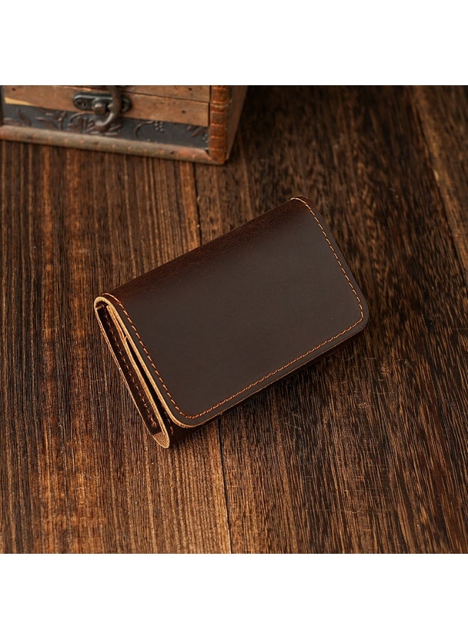 xozgdovg Genuine Leather Mini Card Holder Coin Purse dark curry 
