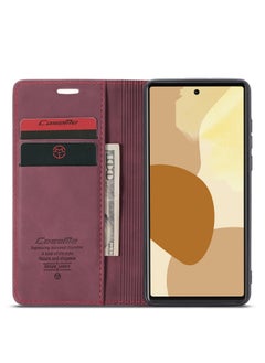 CaseMe CaseMe Google Pixel 6 Case Wallet, for Google Pixel 6 Wallet Case Book Folding Flip Folio Case with Magnetic Kickstand Card Slots Protective Cover - Wine  - Image 4