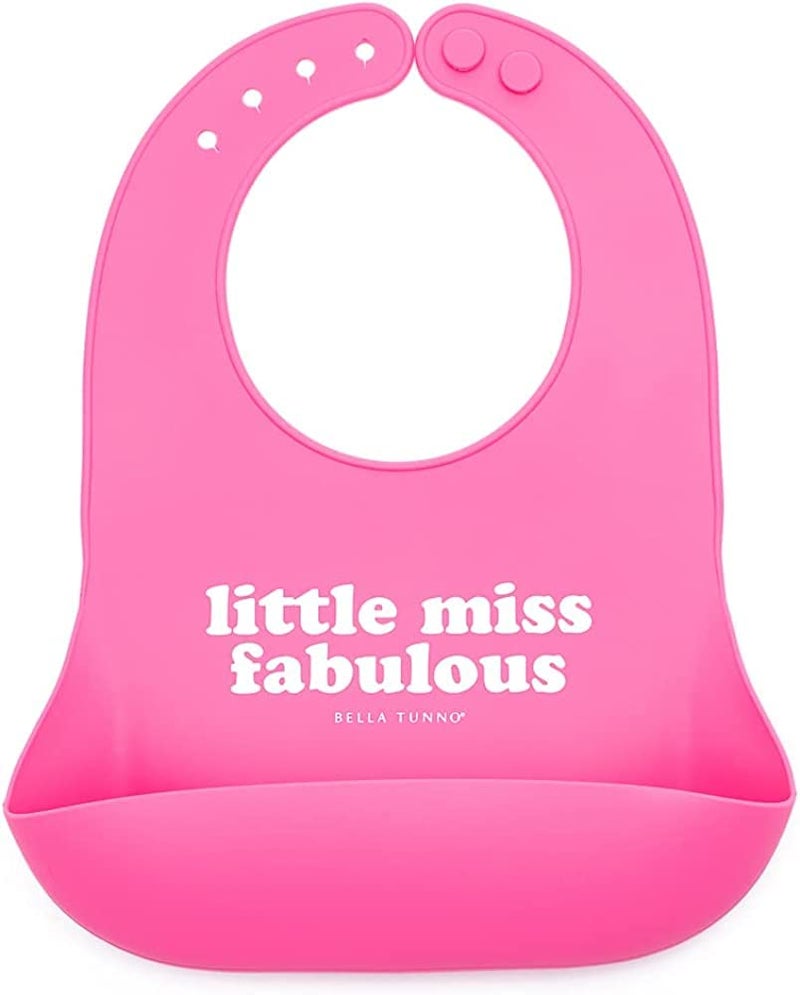 Bella Tunno Wonder Bib - Adjustable Silicone Baby Bibs for Girls, Durable and Waterproof BPA Free Silicone, Little Miss Fabulous - Image 1