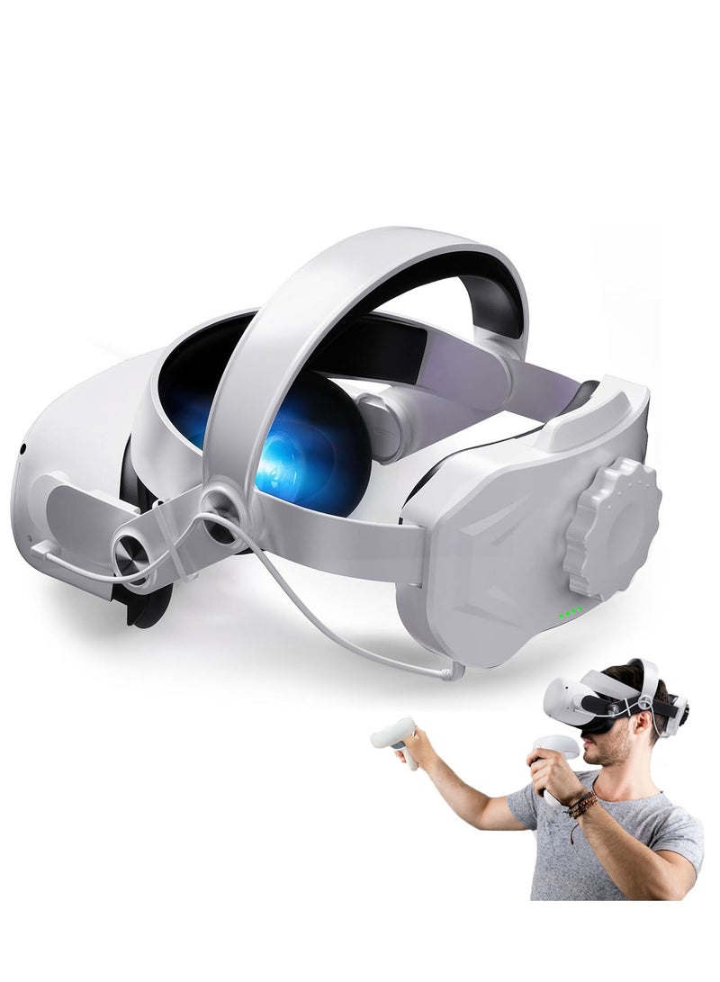SYOSI Head Strap with Battery for Oculus Quest 3, Battery Pack Replacement Strap Builtin 5200mAh for Extended 35 Hrs of Playtime, Comfort Support VR Accessaries Compatible with Meta Quest 3, White - Image 1