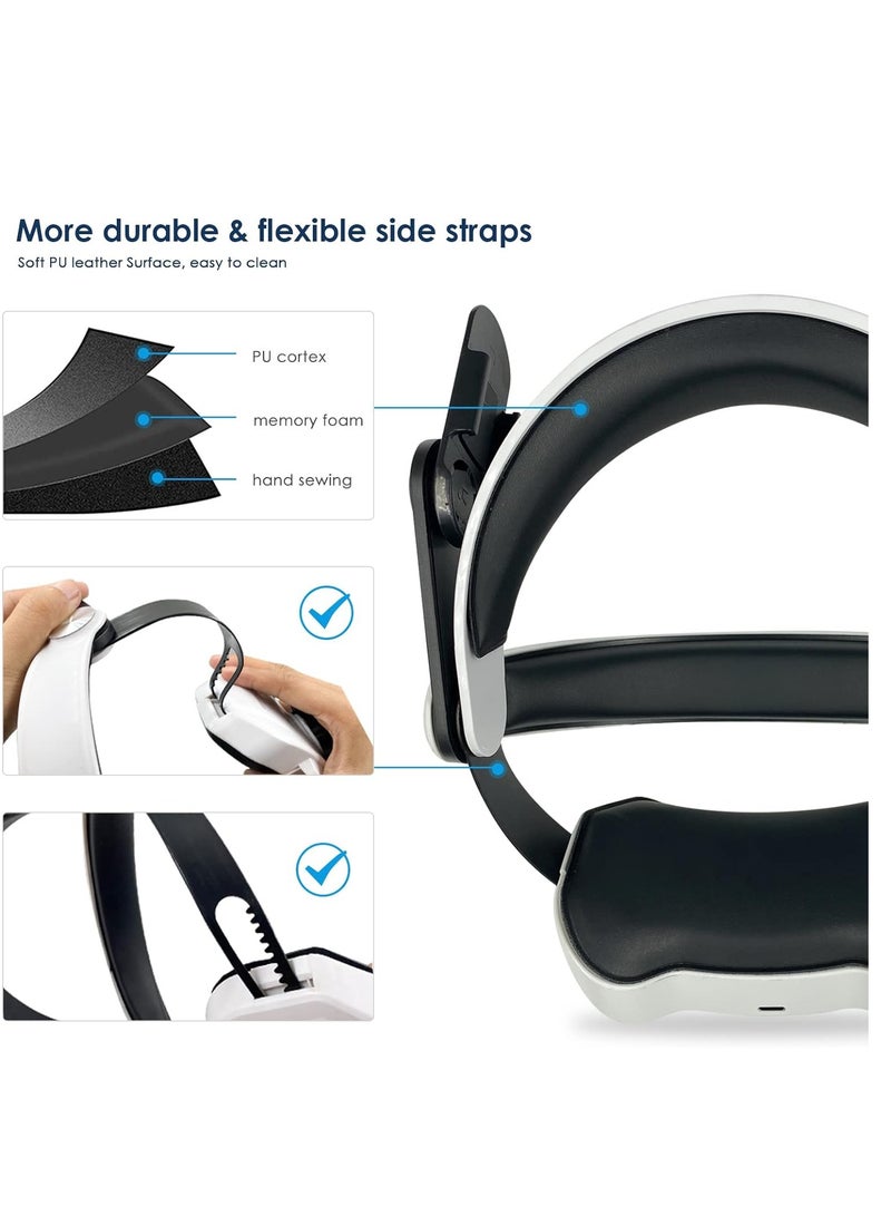 SYOSI Head Strap with Battery for Oculus Quest 3, Battery Pack Replacement Strap Builtin 5200mAh for Extended 35 Hrs of Playtime, Comfort Support VR Accessaries Compatible with Meta Quest 3, White - Image 5