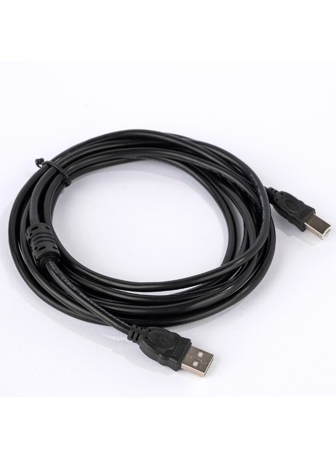 USB 2.0 Printer Cable - High Speed ​​3 Meters with Square Output, Anti-Jag for Laser Printers, Epson and Dell Printers, Scanners and Fax Machines, Durable Black Data Cable for Home and Office Use, Printer Connection, Professional Appearance, Flexible Connector - Image 1