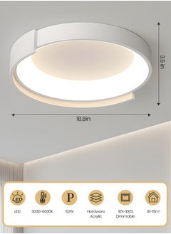 YATAI LIGHTING LED Ceiling Light, Dimmable Flush Ceiling Light with Remote Control 3000-6000K Soft Light, 18.8” Black LED Light for Bedroom, Living Room, Library, Corridor,52W  - Image 3
