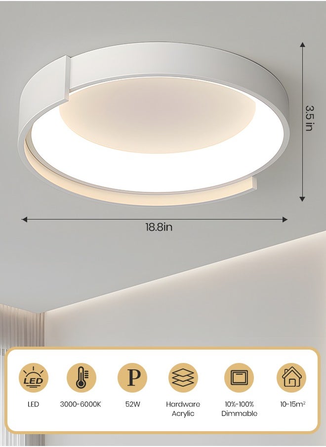 YATAI LIGHTING LED Ceiling Light, Dimmable Flush Ceiling Light with Remote Control 3000-6000K Soft Light, 18.8” Black LED Light for Bedroom, Living Room, Library, Corridor,52W  - Image 3