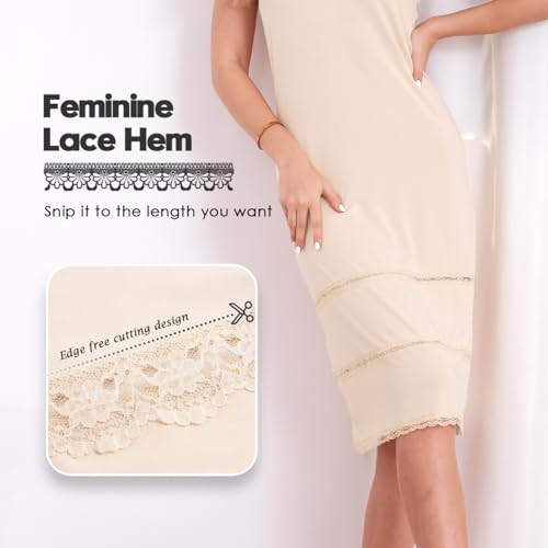 MANCYFIT Women's Tube Top Dress Slip Sleeveless Underdress Invisible Straps Nude Large - Image 3