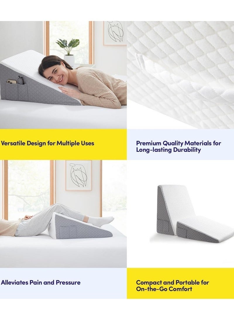 Arabest Memory Foam Bed Wedge Pillow for Adults, Ergonomic Design for Back, Leg, & Body Support, Ideal for Acid Reflux, Back Pain, Leg Pain, & Medical Recovery, Triangle Incline Pillow with Cover - Image 3