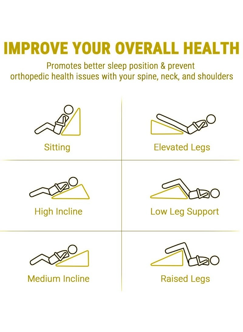 Arabest Memory Foam Bed Wedge Pillow for Adults, Ergonomic Design for Back, Leg, & Body Support, Ideal for Acid Reflux, Back Pain, Leg Pain, & Medical Recovery, Triangle Incline Pillow with Cover - Image 4