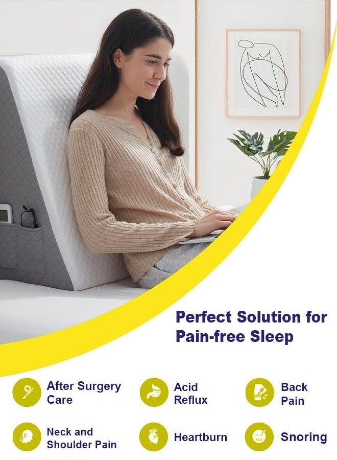 Arabest Memory Foam Bed Wedge Pillow for Adults, Ergonomic Design for Back, Leg, & Body Support, Ideal for Acid Reflux, Back Pain, Leg Pain, & Medical Recovery, Triangle Incline Pillow with Cover - Image 5