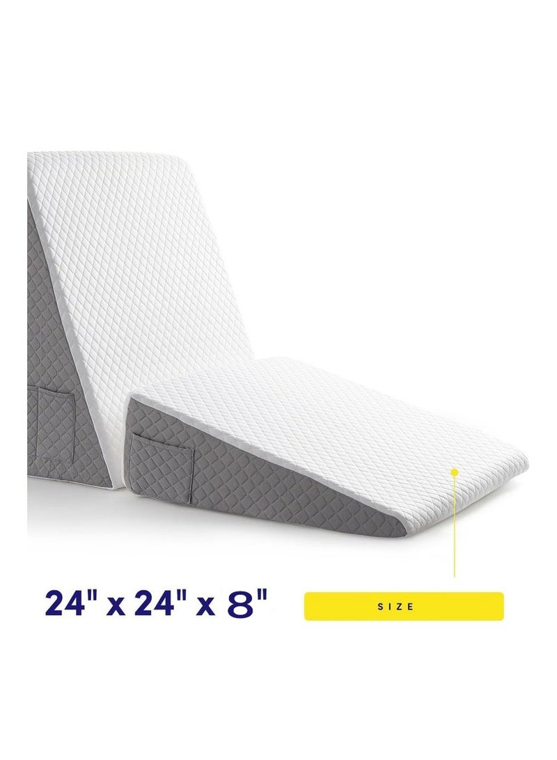 Arabest Memory Foam Bed Wedge Pillow for Adults, Ergonomic Design for Back, Leg, & Body Support, Ideal for Acid Reflux, Back Pain, Leg Pain, & Medical Recovery, Triangle Incline Pillow with Cover - Image 2
