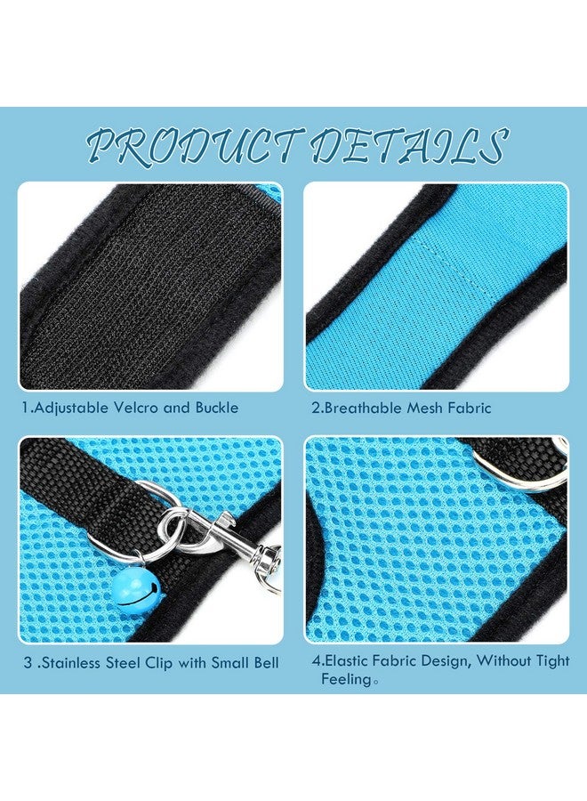 ساتينور طقم ملابس خنزير غينيا من قطعتين من SATINIOR، وحزام شبكي ناعم، وصدرية مع جرس، لخنازير غينيا، والهامستر، والنمس، والأرنب، والشنشيلة، والحيوانات الصغيرة المماثلة (أزرق، أسود، متوسط) - Image 4