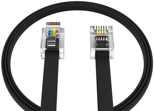 AMZ Pro AmzPRO (1 Pack) 6 Feet Telephone Cord for Landline Phones RJ11 Cable, Pro Grade Phone Line Cord (6 ft, Black) Made in USA - Image 1