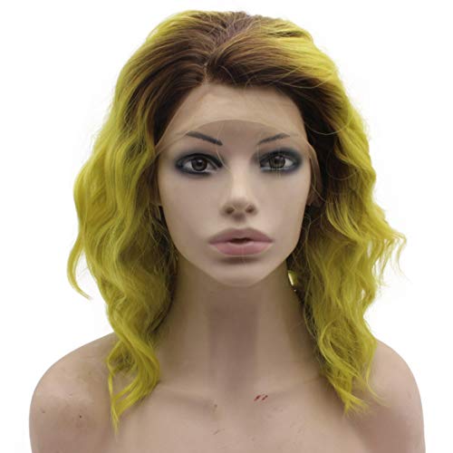 MX angel Mxangel Shoulder Length Wavy Black Blonde Heat Friendly Fiber Hair Synthetic Lace Front Wig - Image 5