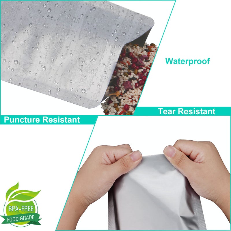 SHXWELL 50 PCS 3/4 PINT MYLAR أكياس لتخزين الطعام أكياس قابلة للحرارة قابلة للتخزين أكياس تخزين للطعام حبوب شاي القهوة وما إلى ذلك (5.1 × 7.1 بوصة) - Image 4