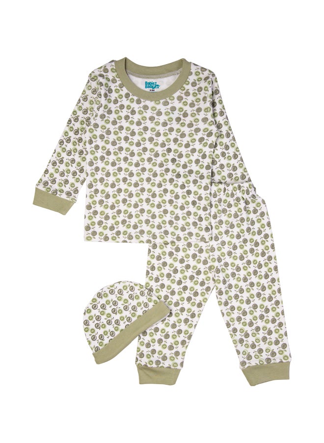 Babies Basic 7 Piece Unisex 100% Cotton Gift Set Include Bib, Blanket, Mitten, Cap, Romper, Top And Bottom Set, Green  - Image 5