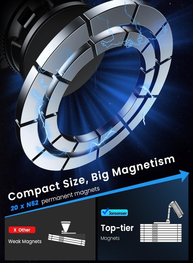 Jononser Magnetic Suction Cup Phone Mount for Magsafe, 360° Adjustable Magnetic Car Phone Holder, Pocket Size Foldable Car Mount, Cell Phone Holders for Your Car for iPhone 17 16 15 14 13 12 Series - Image 4