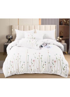 Comfy Comfy 6 Pc Pure Cotton White Floral King Size Embroidery Comforter Set 