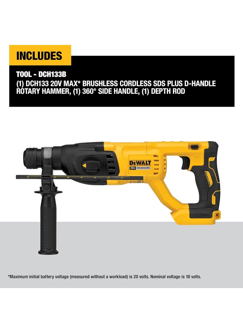 DEWALT DEWALT 20V MAX SDS Plus 1 Inch Cordless Rotary Hammer with DHandle Bare Tool Only DCH133B  - Image 3