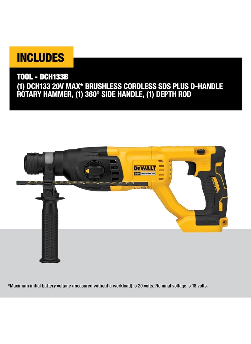 DEWALT DEWALT 20V MAX SDS Plus 1 Inch Cordless Rotary Hammer with DHandle Bare Tool Only DCH133B  - Image 5