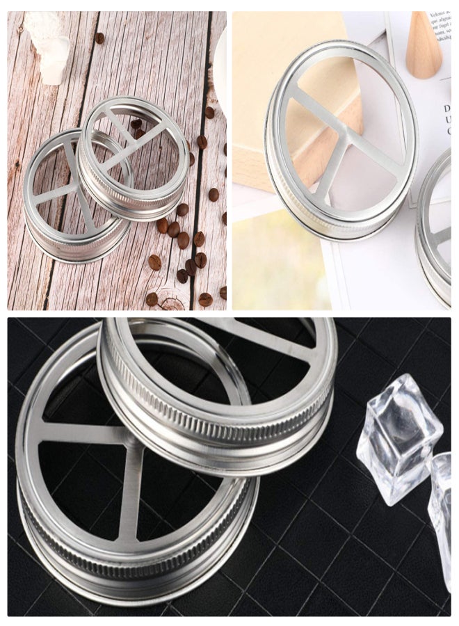1Pcs Replacement Mason Jar Toothbrush Brush Holder Lids for 3 Inch Caliber Jars with 3 Compartment Stainless Steel Multifunctional Glass Jar Cover for Pen Toothbrush Storage - Image 5