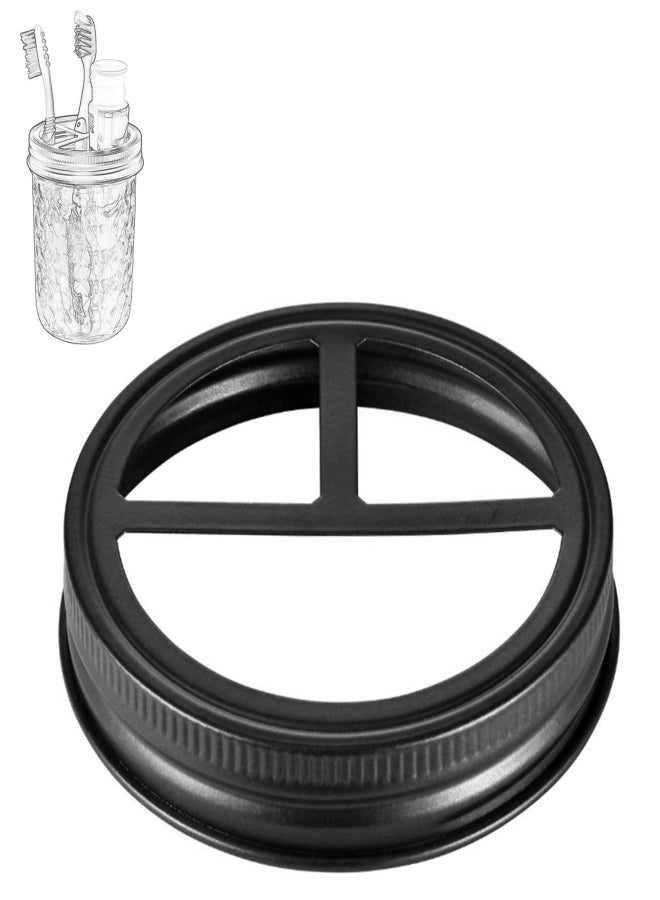 1Pcs Replacement Mason Jar Toothbrush Brush Holder Lids for 3 Inch Caliber Jars with 3 Compartment Stainless Steel Multifunctional Glass Jar Cover for Pen Toothbrush Storage - Image 1