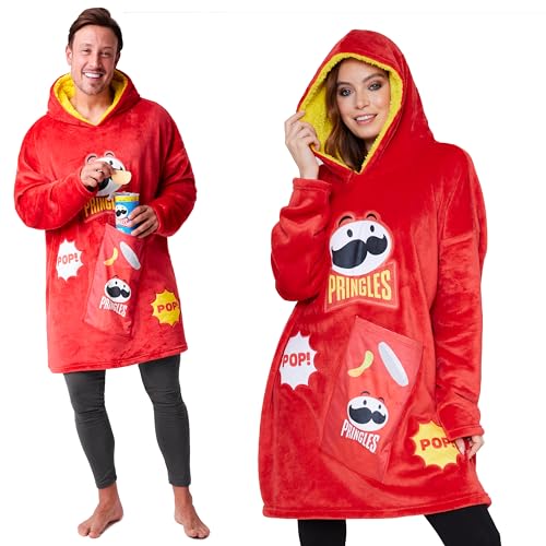 Pringles Hoodie Blanket for Adults Teenagers Cosy Oversized Fleece Hoodie One Size Sherpa Hood Pocket Gifts for Men - Image 1