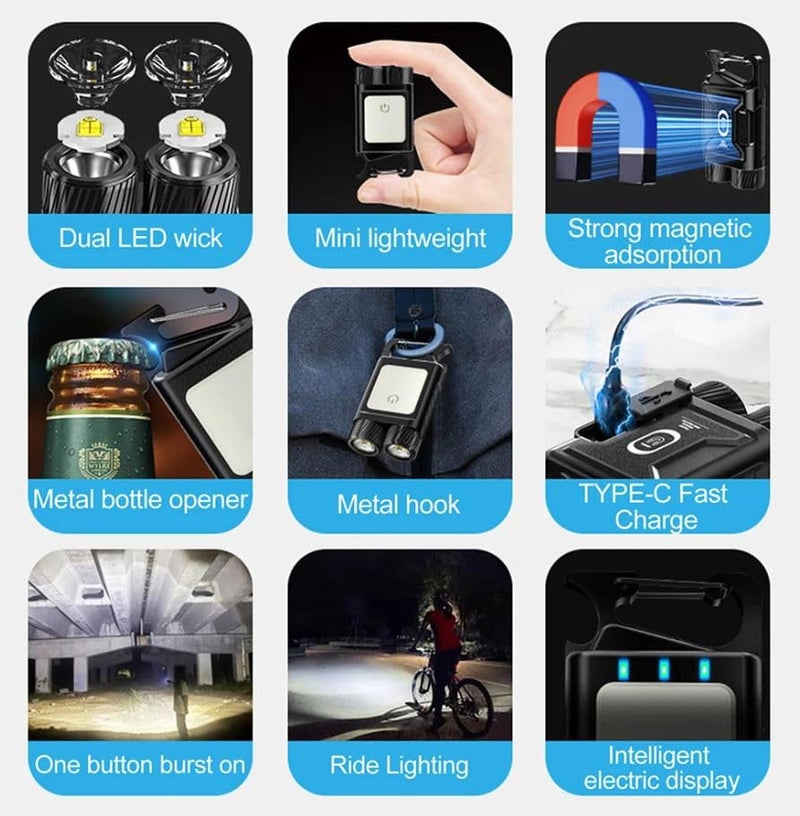 ZUGAD ZUGAD MultiFunction Keychain USB Rechargeable Work Light Long Range Powerful Camping Light Power Display Bottle Opener Dual Light Source EDC Mini Flashlight Keychain Light 1pc - Image 3