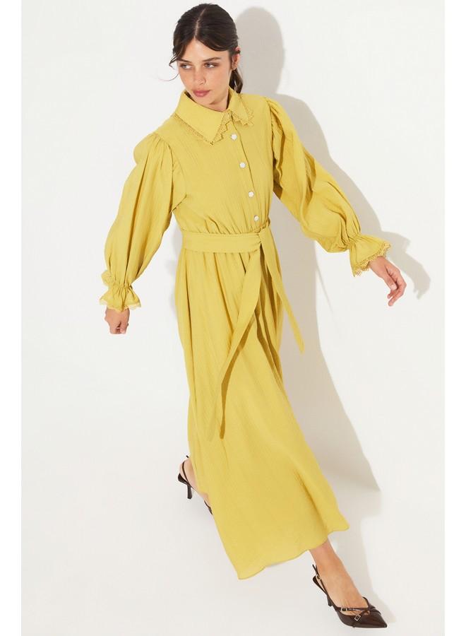 جون فستان ميدي بياقة دانتيل - Image 2