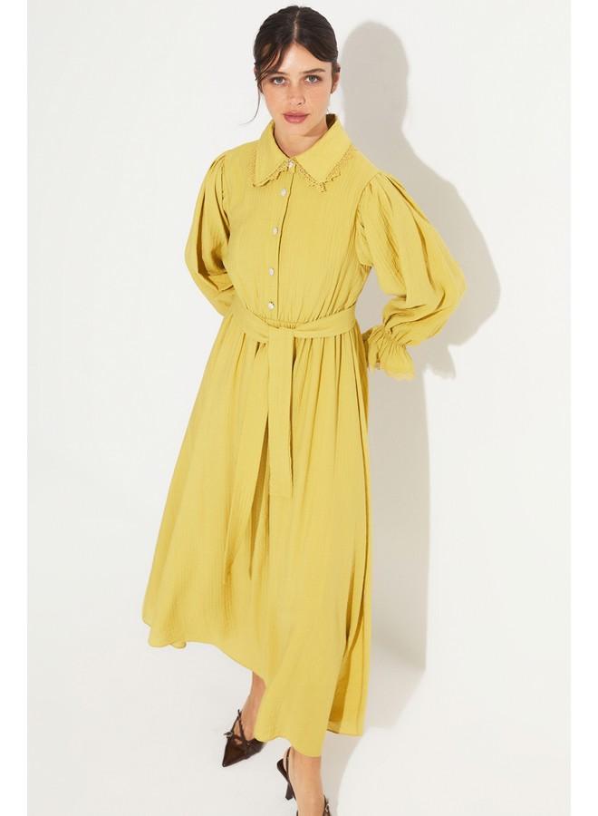 جون فستان ميدي بياقة دانتيل - Image 3