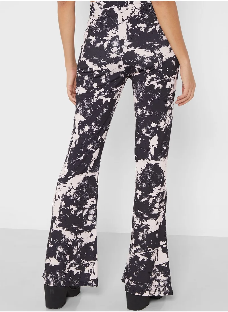 NASTY GAL High Waist Printed Flared Pants