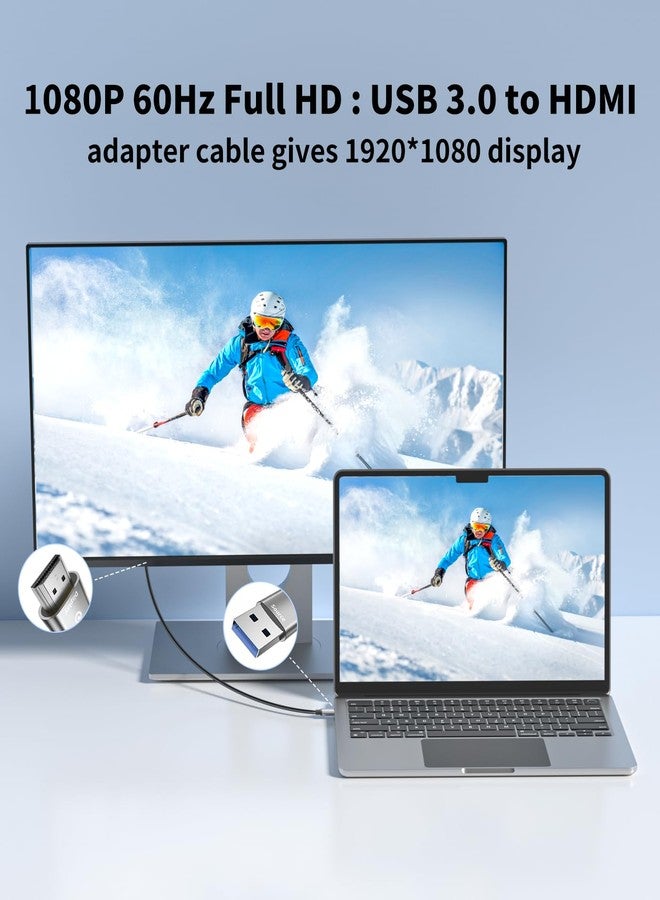 REBORN USB to HDMI Adapter Cable 6FT, 1080P@60Hz USB 3.0 to HDMI Multi-Display Cable Converter Suitable for Macos Windows 7/8/10/11 - Driver Installation is Required - Image 4