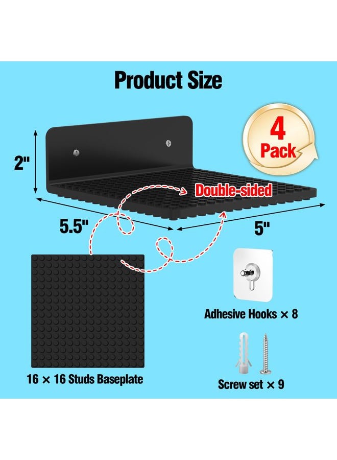 WSBXBB 4 Pack Shelves Floating for Lego Building Bricks, Dual‑Sided 16x16 Studs for Lego Brick, Floating Shelves for Wall, Storage, Shelf & Display Case Wall Mount Compatible with Most Building Bricks - Image 4