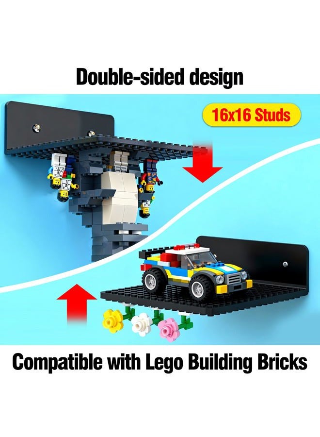 WSBXBB 4 Pack Shelves Floating for Lego Building Bricks, Dual‑Sided 16x16 Studs for Lego Brick, Floating Shelves for Wall, Storage, Shelf & Display Case Wall Mount Compatible with Most Building Bricks - Image 3