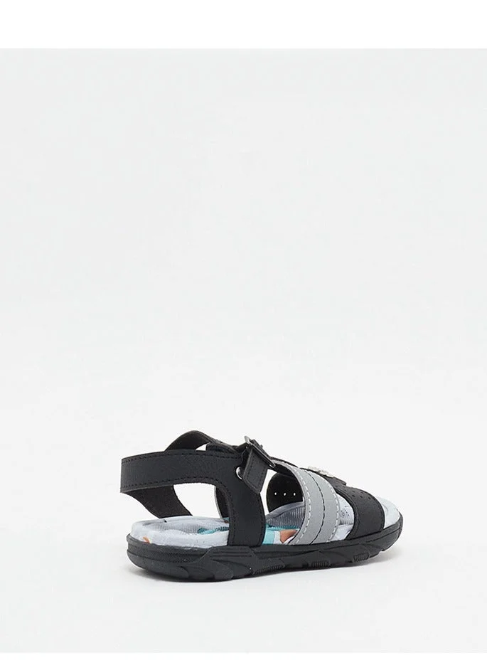 MOLEKINHO Kids' Casual Sandals with Buckle – Black &amp; Grey