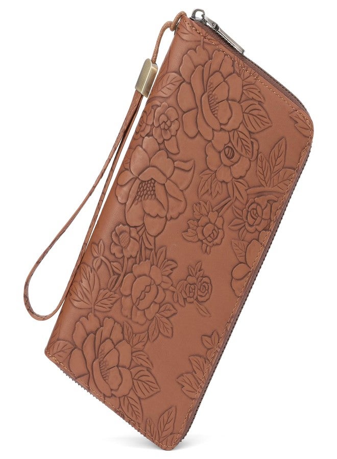 SENDEFN Women's Wallet RFID Blocking Leather Zip Around Wallet Large Capacity Long Purse Credit Card Holder with Wristlet - Image 1