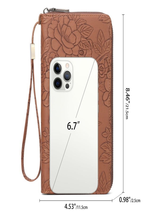 SENDEFN Women's Wallet RFID Blocking Leather Zip Around Wallet Large Capacity Long Purse Credit Card Holder with Wristlet - Image 5