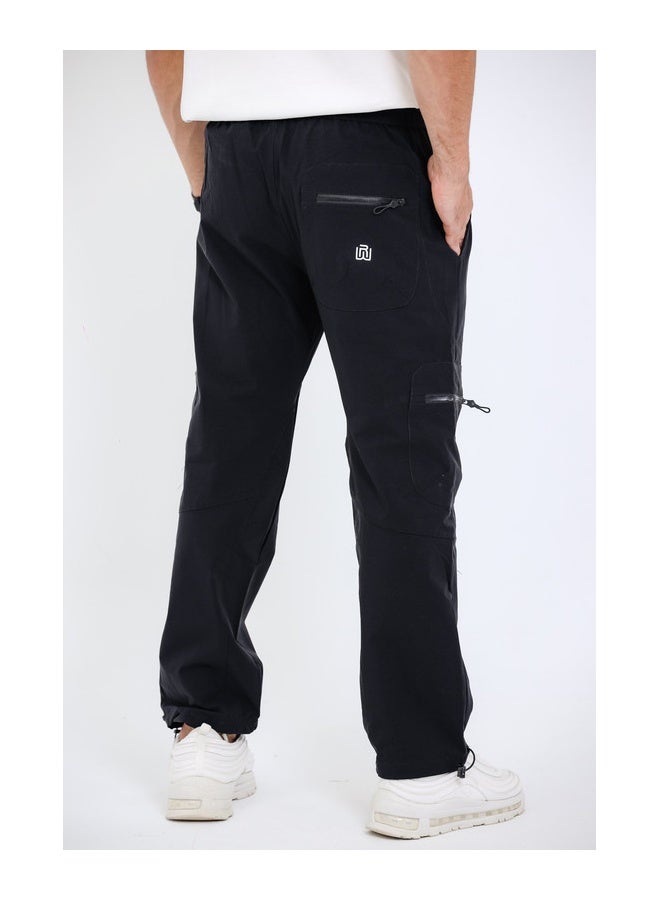 WHITE RABBIT Slip On Plain Black Practical Joggers  - Image 4