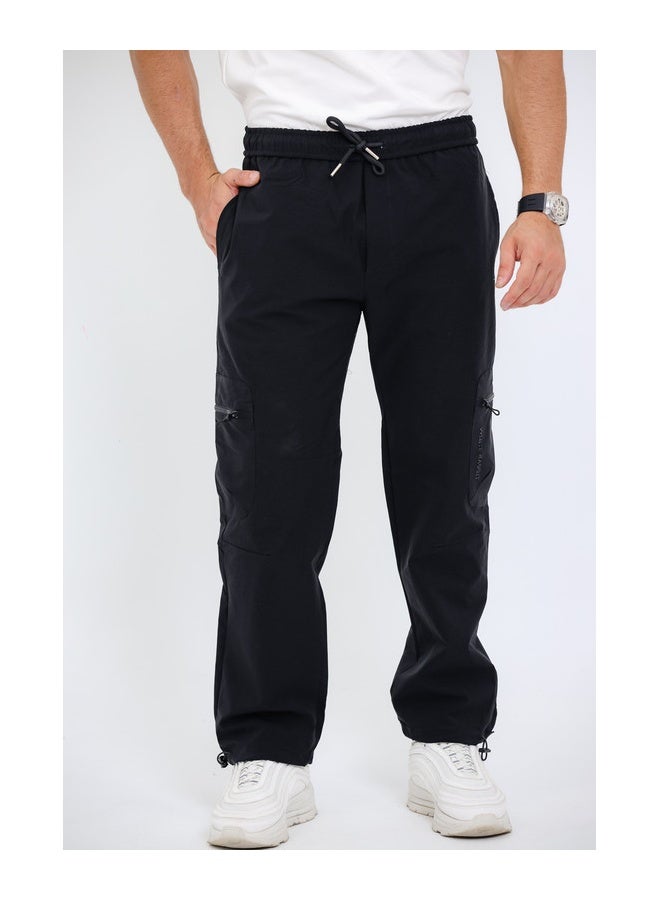 WHITE RABBIT Slip On Plain Black Practical Joggers  - Image 1