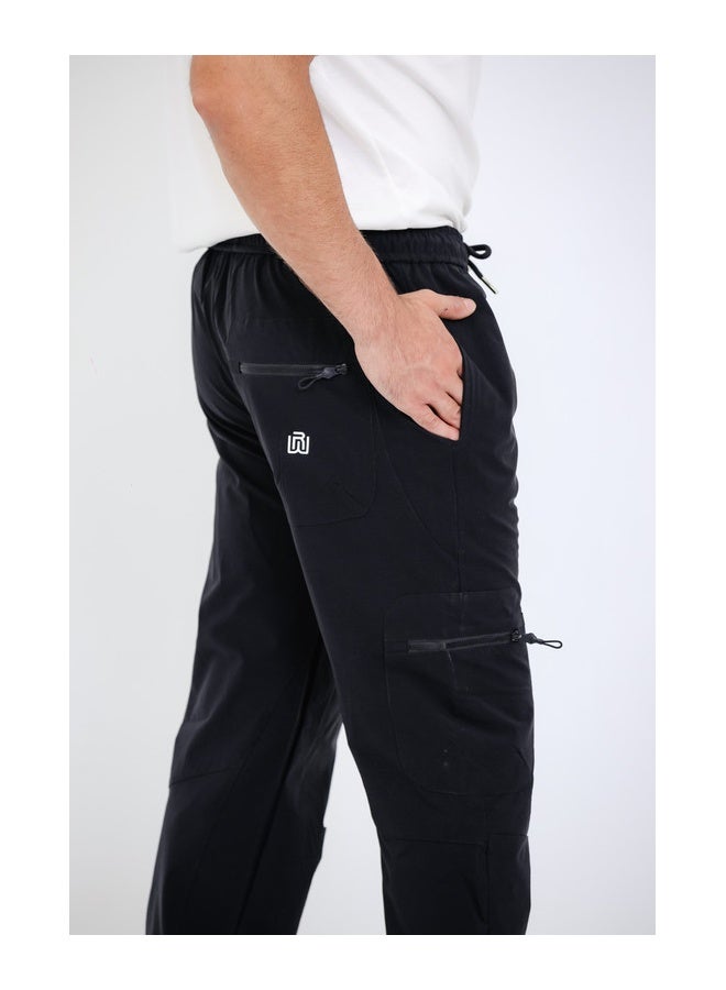 WHITE RABBIT Slip On Plain Black Practical Joggers  - Image 5