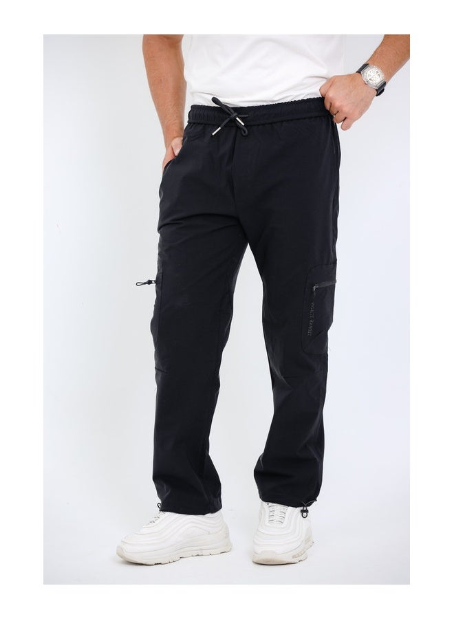 WHITE RABBIT Slip On Plain Black Practical Joggers  - Image 3