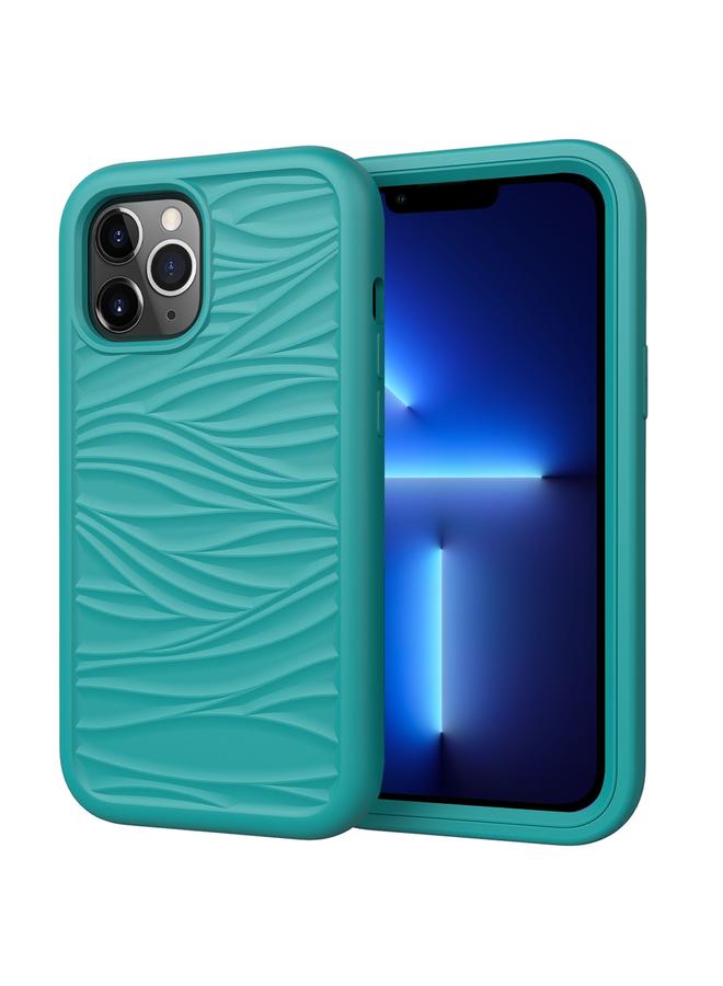 زبون جراب لهاتف iPhone 13 Pro Max بنمط موجة 3 في 1 جراب واقٍ مقاوم للصدمات من السيليكون + الكمبيوتر الشخصي - Image 1