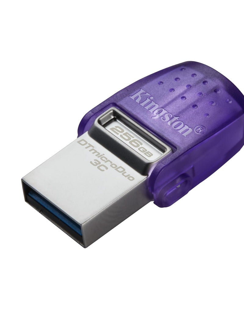 كينغستون DataTraveler microDuo 3C 256GB USB-C & USB-A Flash Drive | Speeds up to 200 MB/s | USB 3.2 Gen 1 | Duo Connector | DTDUO3CG3/256GB - Image 1