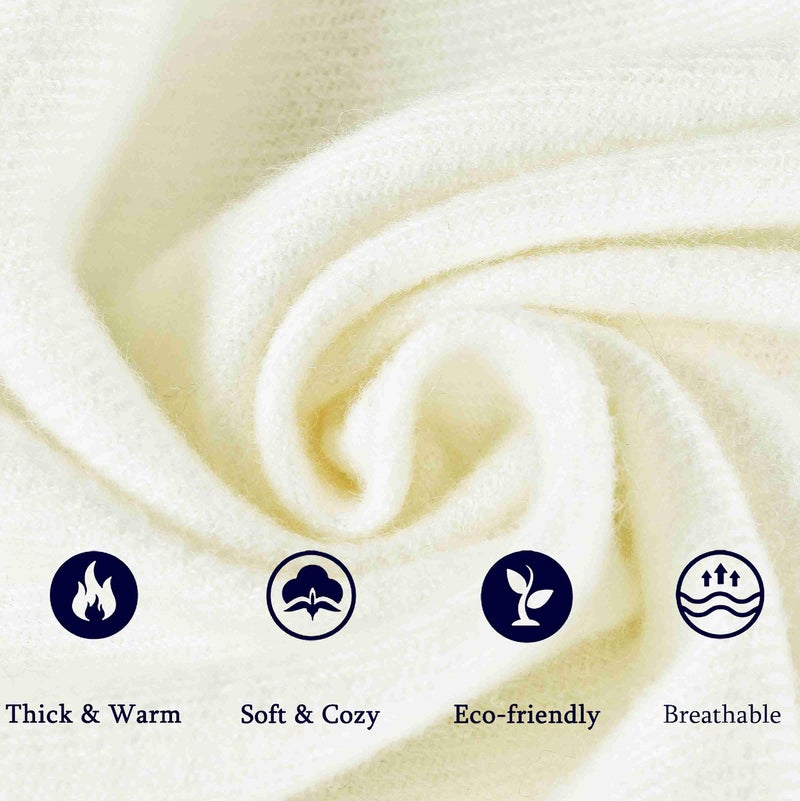 vimate Wool Scarf Women, Winter Thick Cream/Off White Bridesmaid Wool Pashmina Shawl Wrap for Wedding Bridal Guest(Cream) - Image 2