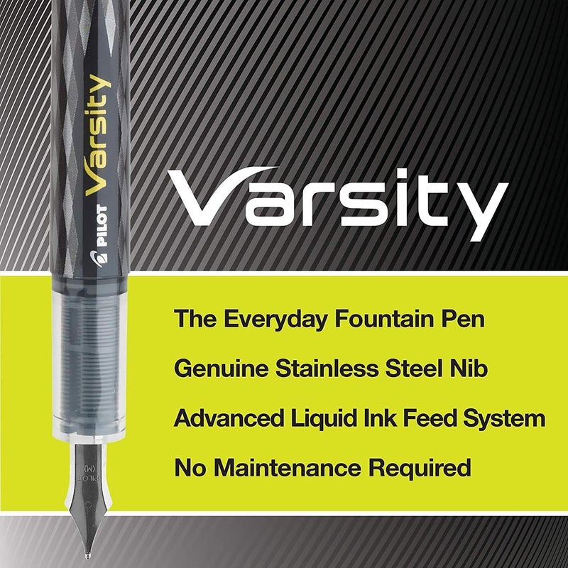 PILOT Varsity Disposable Fountain Pens, Blue Ink, Medium Point, Pack of 6 - Image 3