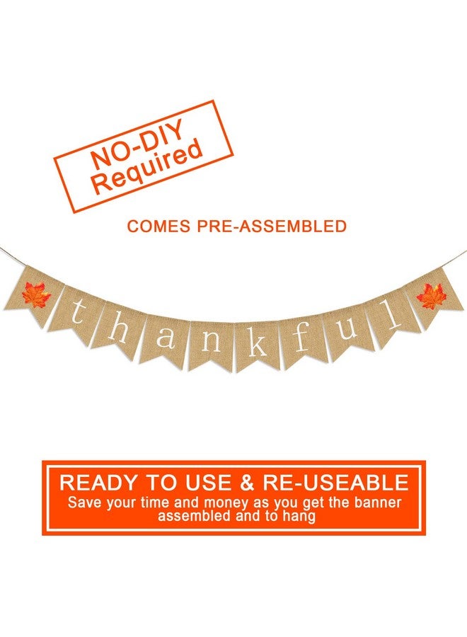 Partyprops Thankful Burlap Banner | Thankful Burlap Wall Banner| Thanksgiving Banner | Rustic Thanksgiving Decoration | Fall Banner| Thanksgiving Decor - Image 2