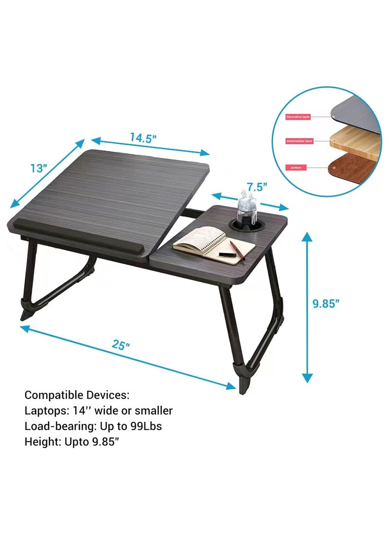 Vparty - Laptop Desk for Bed or Couch – Adjustable Laptop Stand with Cup Holder, Portable Bed Desk, Ergonomic Workstation for Home, Office, Reading, Writing, and Eating, Convenient Lap Desk for Comfortable Use - Image 1